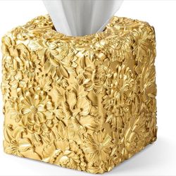 Square Tissue Box Cover- gold