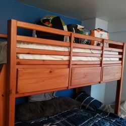 Cherry Oak Twin Bed With Mattress