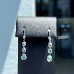 Jewelry 925 sterling silver aquamarine 2.80CTW beautiful drop earrings