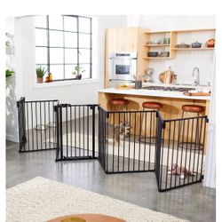 Frisco Steel 8-Panel Dog Gate and Playpen, 30-in, Black