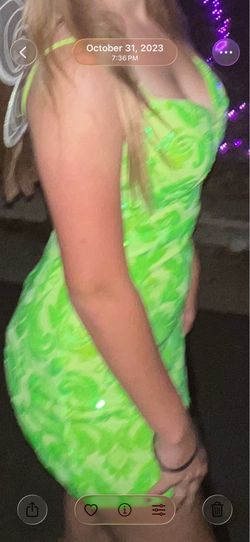 Spaghetti strap lime green dress size small