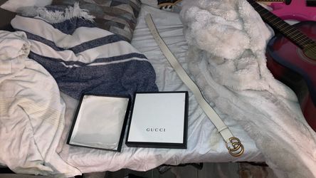 Gucci GG Marmont White Leather Belt