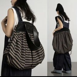 Trending 2-in -1 Styles Striped Backpack / Big Shoulder Bag