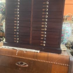 Antique 1900s Watchmakers Cabinet Jewelry Dental Cabinet 