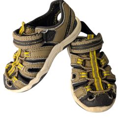 Wonder Nation Fisherman Unisex Kids US 7 Brown/Yellow Closed-Toe Hook & Loop