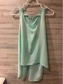 Mine Women's Aqua Strappy Back High-Low Tank Top