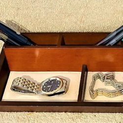 Valet Leather Wood Desk Organizer Brown Beige Vintage 2012 Items Not Included