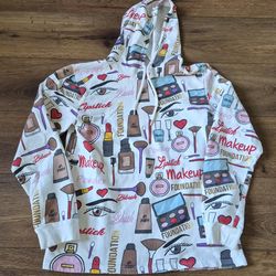 On Fire Makeup Collage Hoodie Girls Sz L