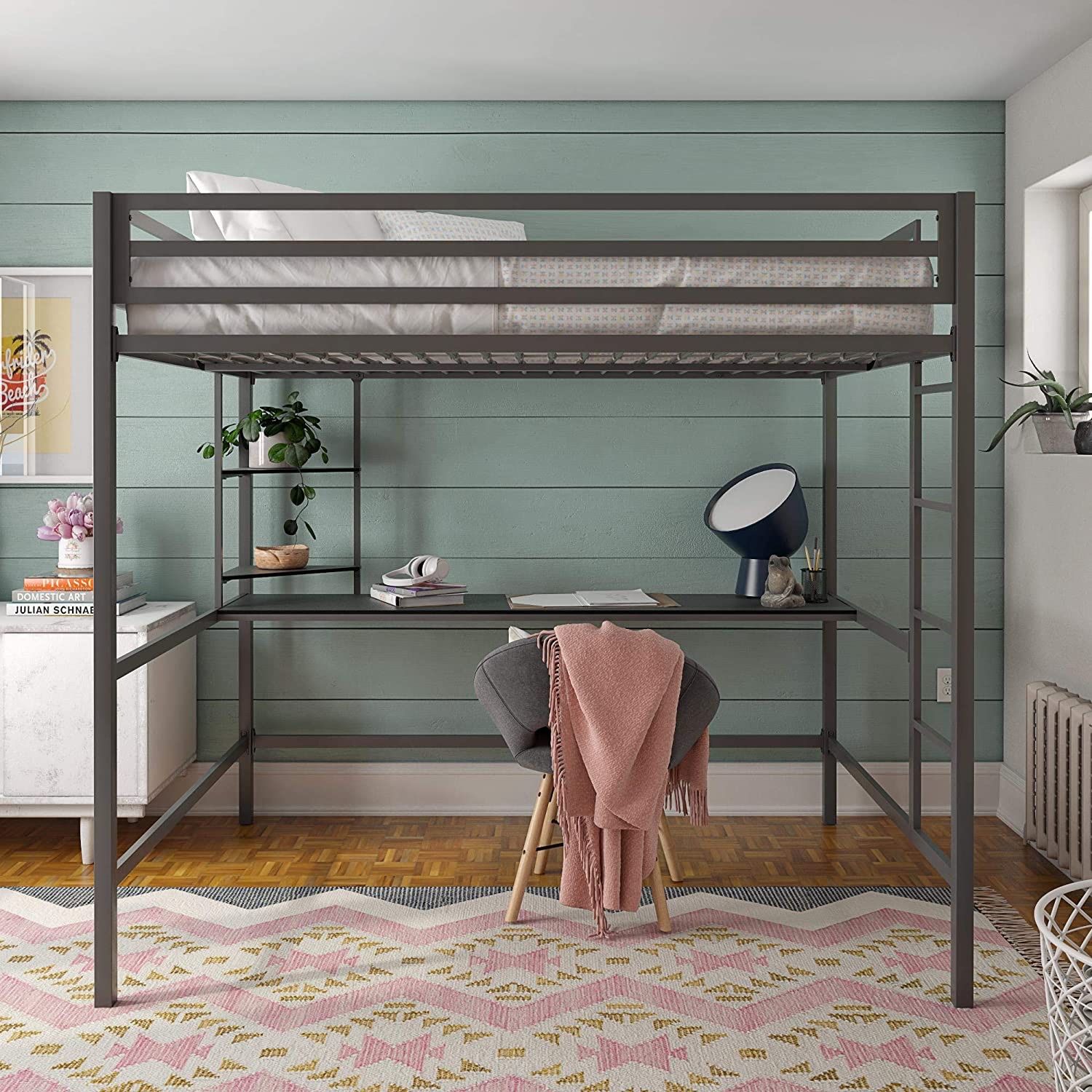 NIB Full Bunk Bed w/ Desk and Shelves