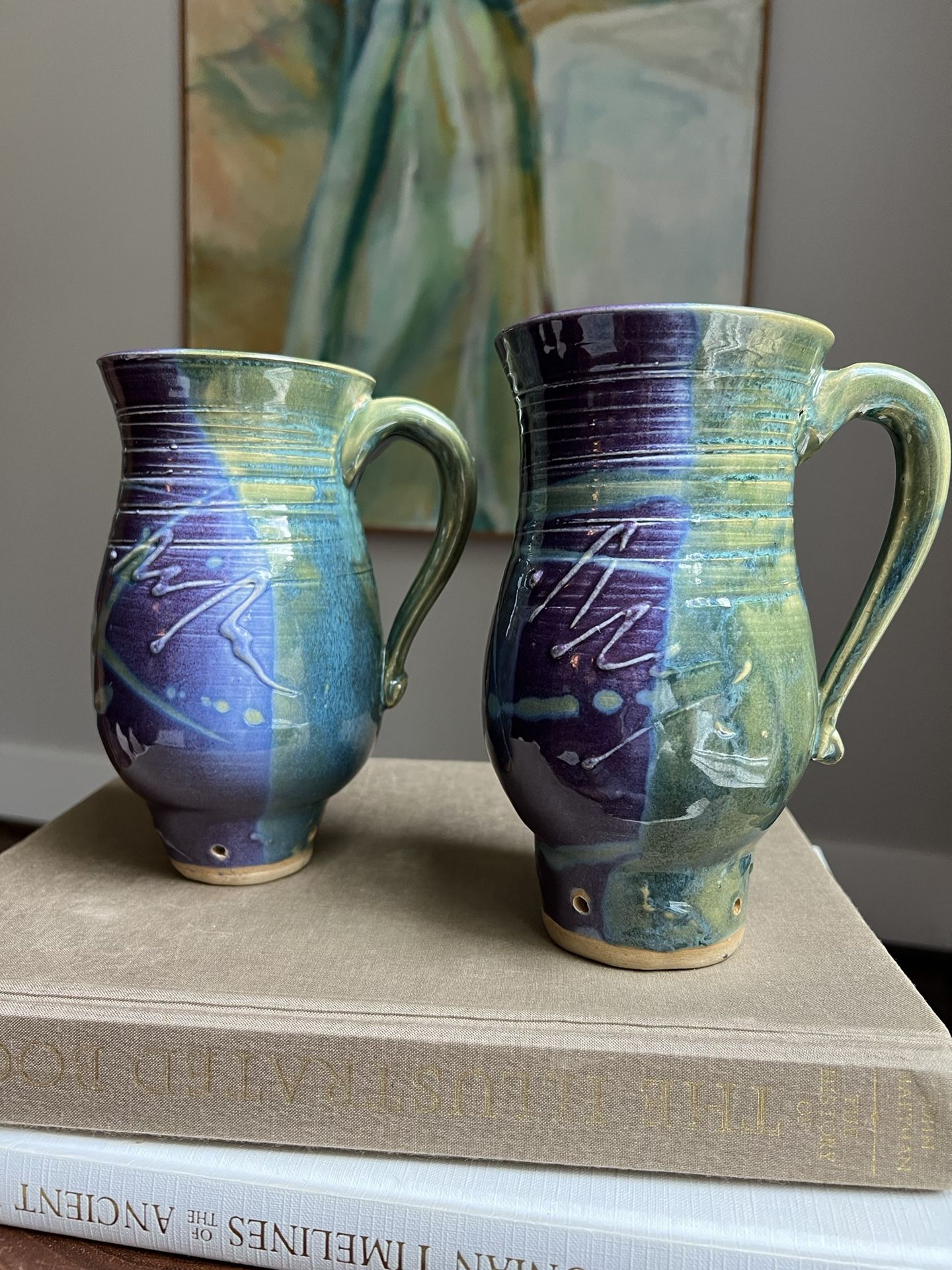 Set Of 2 Large Handcrafted Mugs ( see description ) firm on price
