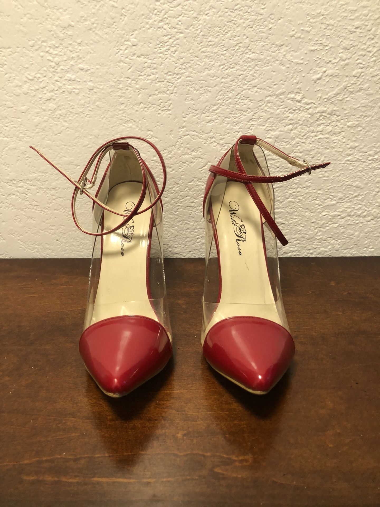 Clear Heels With Red