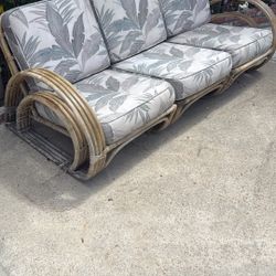 Vintage Double Rainbow 4 Row Rattan Patio Set