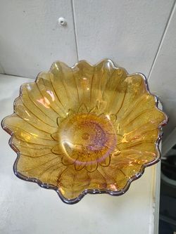 Amber Glass Flower Bowl With An Imperial Tint