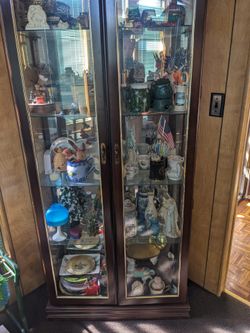 Glass cabinet/wood antique