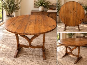 Beautiful Round Solid Wood Folding Table – 36” – Rustic Style