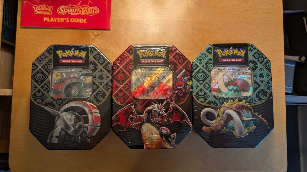 Pokemon Cards Sealed Scarlet And Violet Paldean Fates Tins Full Art Set Of 3