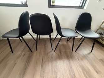 Set of 4 Black Upholstered Dining Chairs