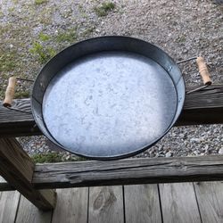 Huge Metal Pan With Wooden Handles