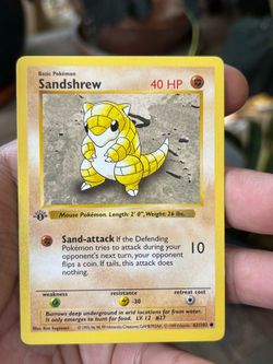 Pokémon TCG Sandshrew 062/102 1st Edition Base Set Shadowless WOTC LP VTG 1999