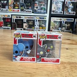 BITTY Itchy & Scratchy 1" Funko Pops #903 #904 Simpsons Animation TV Disney Show