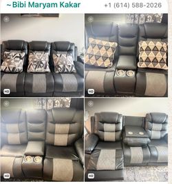 Dark Gray Leather Reclining Sofa Set