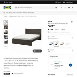 BRAND NEW Full Size Ikea Malm Bed Black Dark Brown with Ikea Luroy Slatted Bed Base
