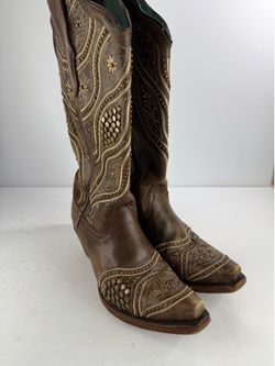 Corral Women’s Brown Embellished Western Cowboy Boots Size 7 B Distressed