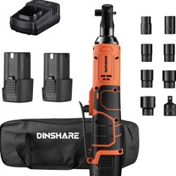 Cordless Ratchet Wrench Set, Electric Ratcheting Wrench Tool Kit 3/8" 45 Ft-lbs 400 RPM 16.8V, w/2-Pack Lithium-Ion Batteries 8 Sockets LED Light Idea