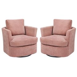Set Of 2 32.3'' Wide Swivel Barrel Chairs