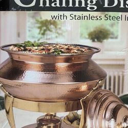 Antique Chafing Dish Copper Hammered New