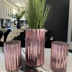 Pink Glass Vase Set 