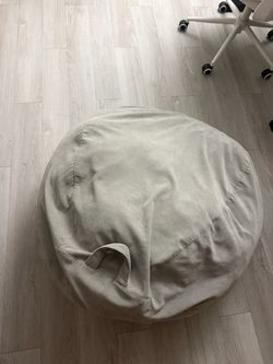 Comfy Corduroy Bean Bag Chair (35") - Light Grey / Beige
