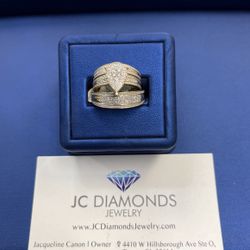 Ring Trio Set Diamonds 10k 