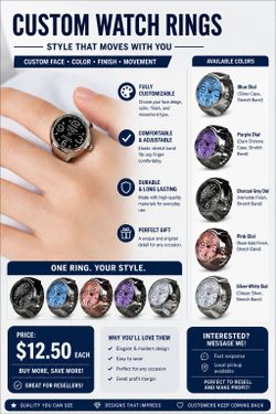 Custom Watch Ring | Adjustable | Great Gift | $12.50