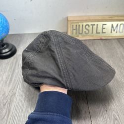 Vintage Look Stetson Hatteras Mens Flat Cap Size M Gray Cotton Linen Newsboy Hat