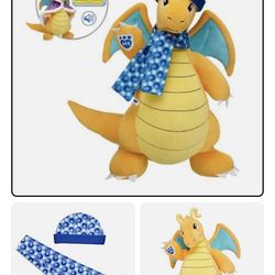 Build-A-Bear Pokémon Dragonite Plush Bundle w/ Cape, Hat & Scarf Limited Edition