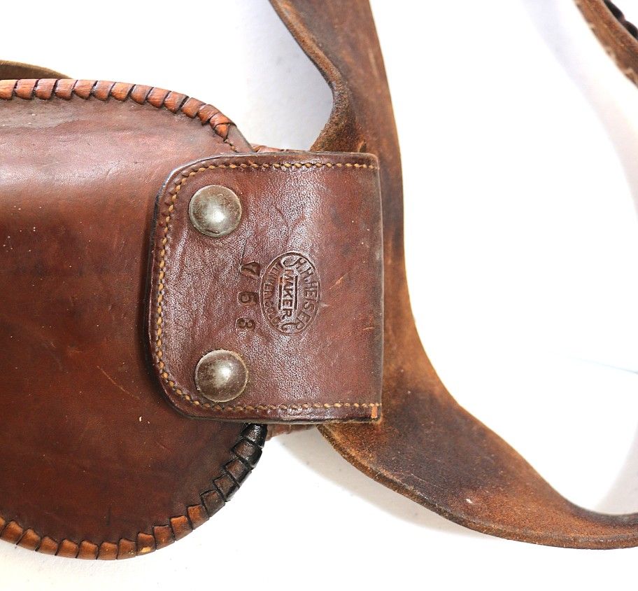 H.H. Heiser Leathermaker handtooled Brown Gun belt and holster