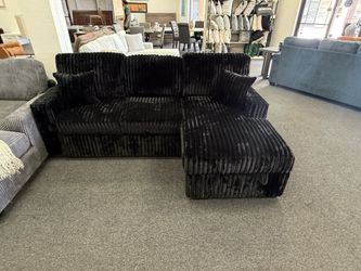 Black corduroy sleeper sofa