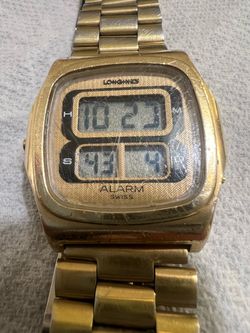 Longines Swiss Alarm Digital Watch Gold Tone