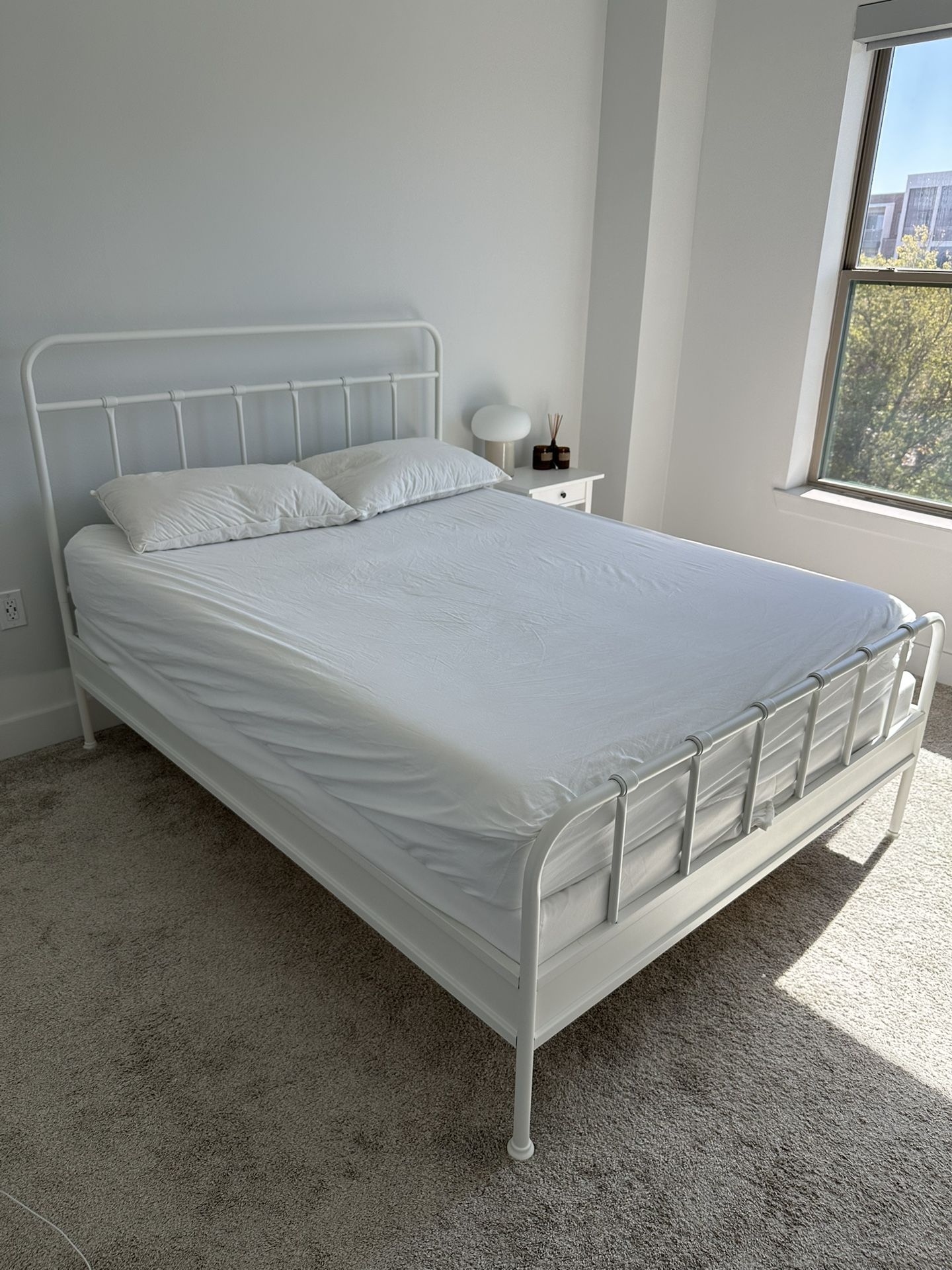 IKEA Queen Bed Frame, Mattress, Mattress Base