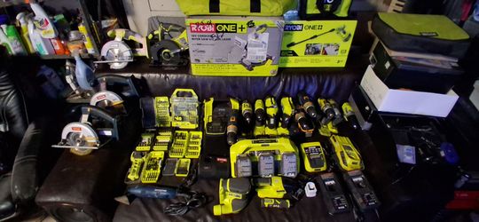 Large Ryobi ONE+ 18V Cordless Tool Collection