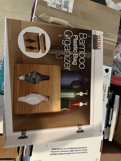 Seville Classics Bamboo Plastic Bag Organizer