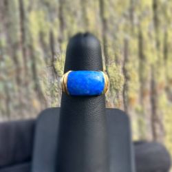 Jewelry .925 sterling silver lapis stone gold tone shape ring size 6.50