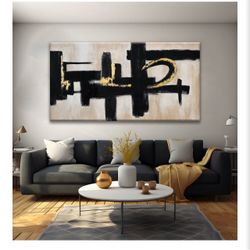 Black And Gold Abstract Canvas Wall Art