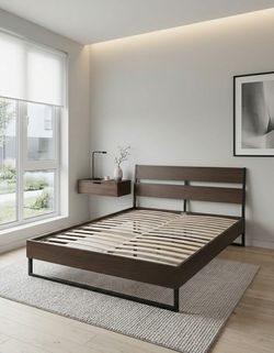Modern Wood and Metal Platform Bed Frame