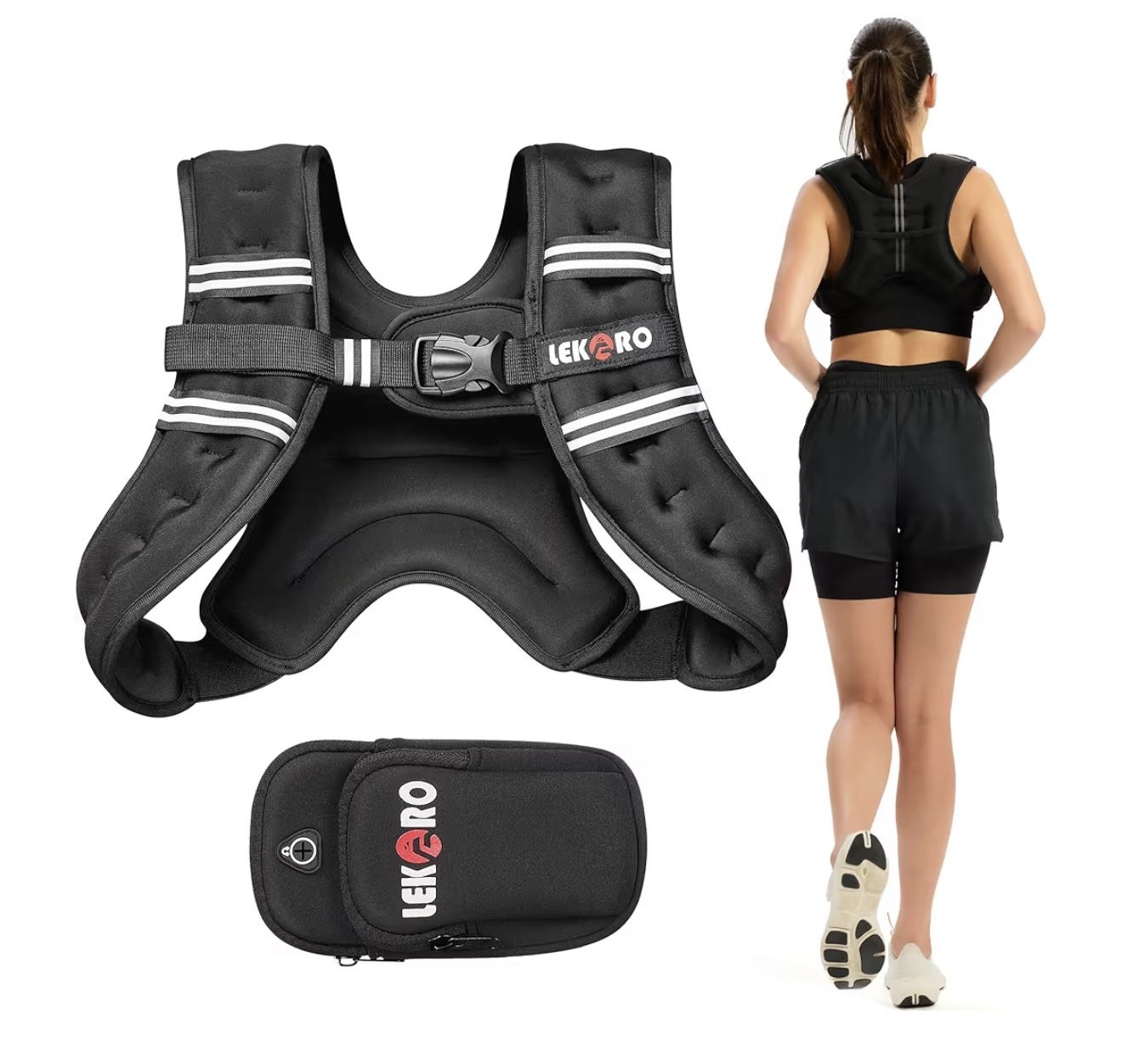 Weights Vest for Women Men with Reflective Stripe for Workout, Strength Training, Running, Walking