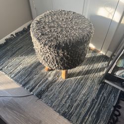 Round Fur Stool