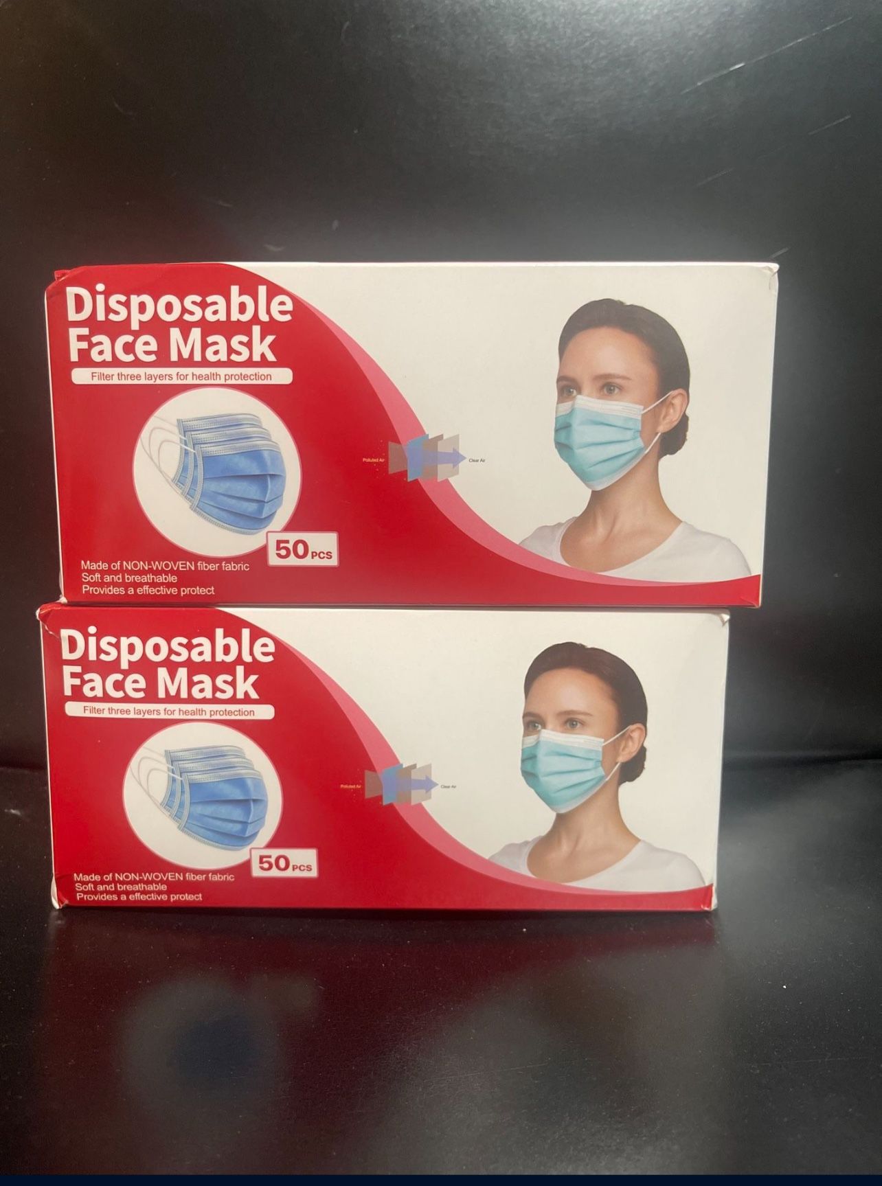 3-Ply Disposable Face Mask Non Medical Surgical Earloop Mouth Blue 100 Total