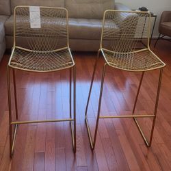 Gold CB2 Alpha Bar/Counter Chairs