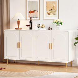 Sideboard Buffet Cabinet, Large Credenza Storage Cabinet - White